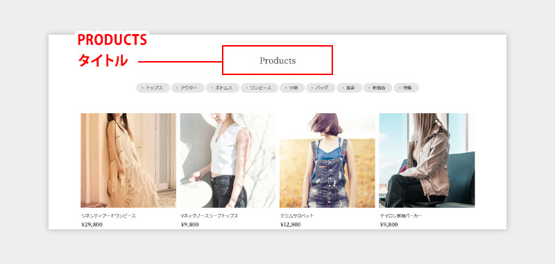 PRODUCTSのタイトルを変更できます